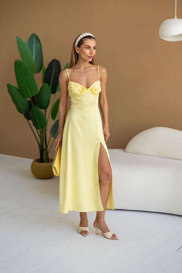Léa Corset Slip Dress – Yellow