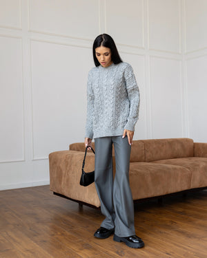 Mireille Cable Knit Sweater – Charcoal