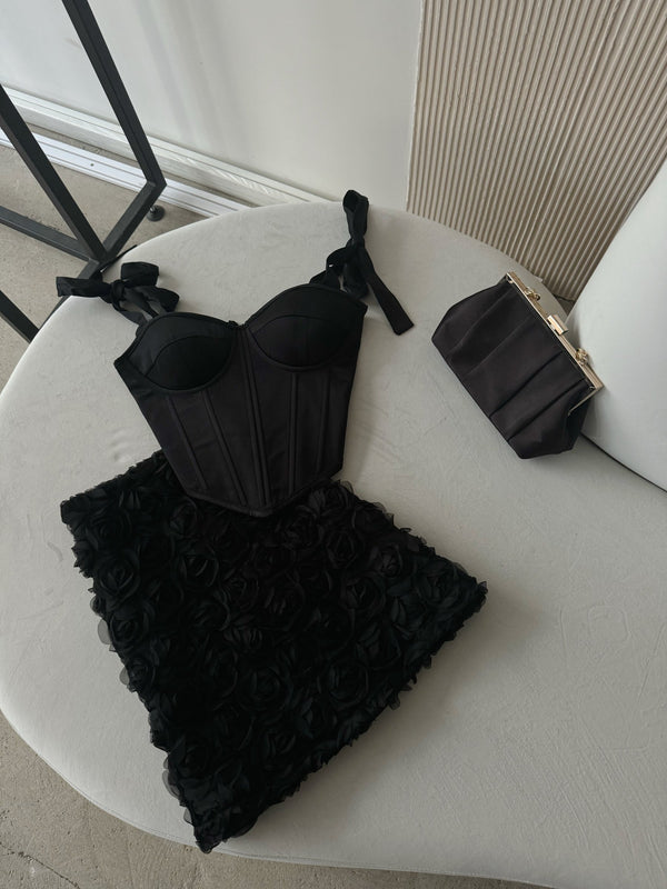 Émeraude Corset Top & Textured Skirt Set