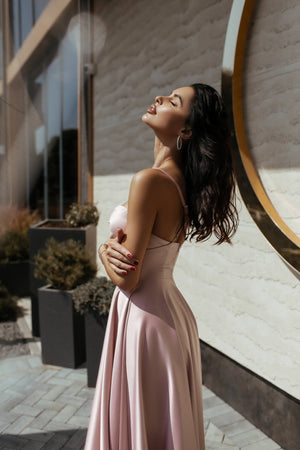 Rosine Satin Bustier Midi Dress