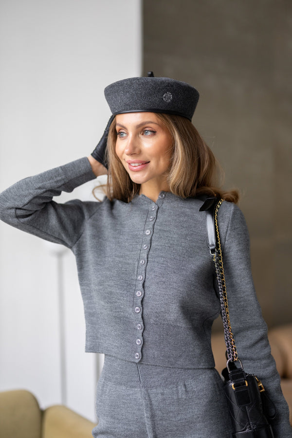 Simone Knit Shirt & Shorts Set – Grey