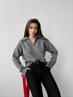 Elin Knit Blouse – Grey