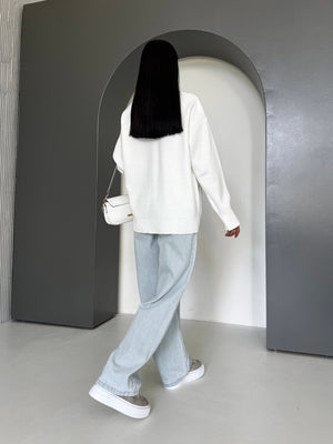 Maren Half-Zip Tunic Sweater – Milk White