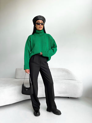 Maëlle Oversized Knit Sweater – Green