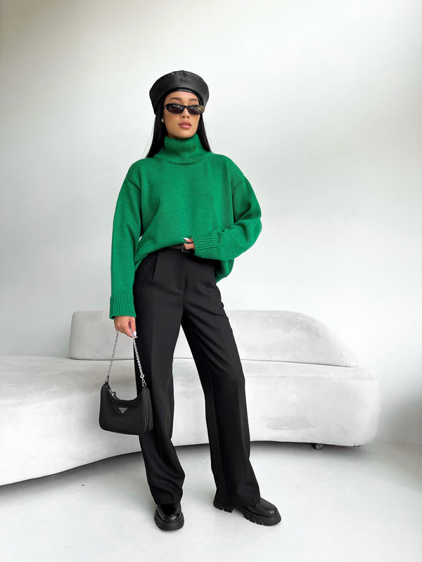 Maëlle Oversized Knit Sweater – Green