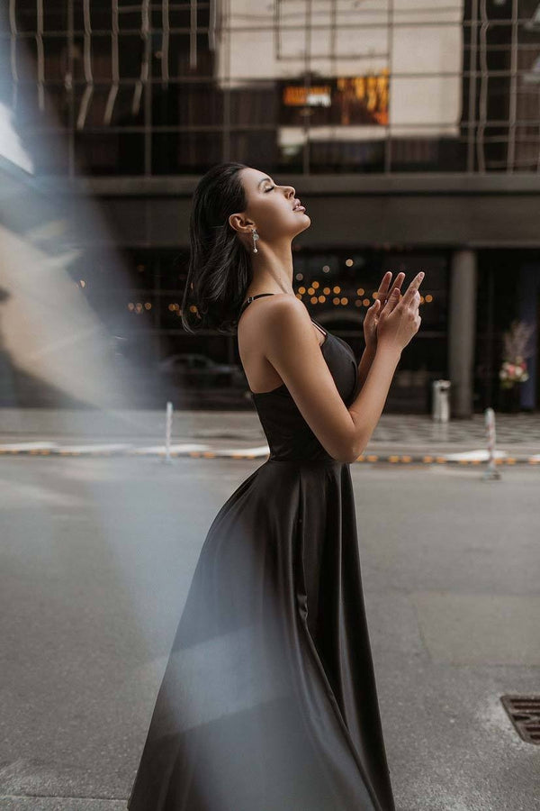 Prudence Satin Halter Maxi Dress