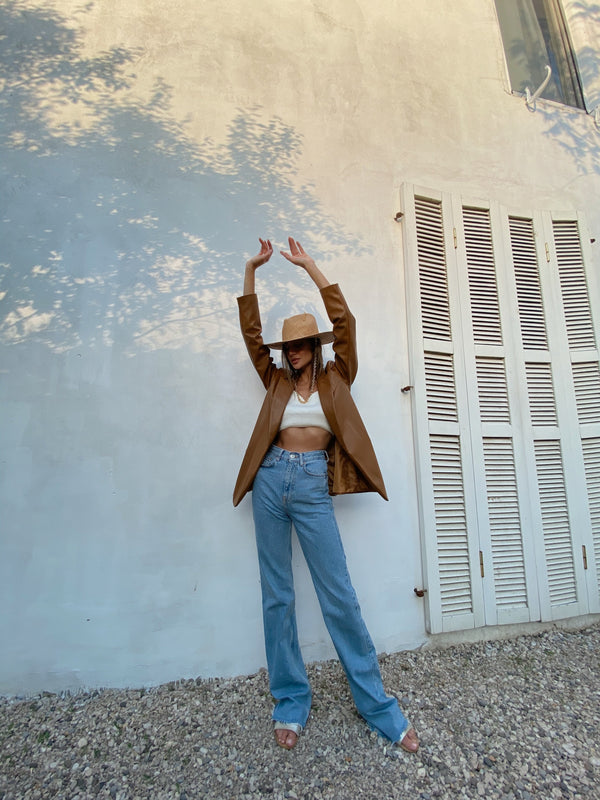 Hermine Oversized Longline Blazer – Brown