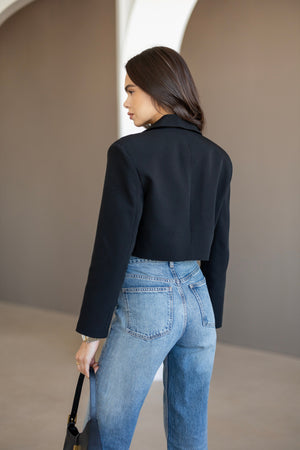 Isla Cropped Blazer – Black