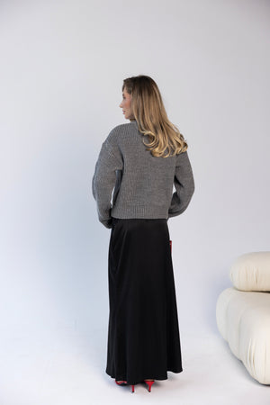 Romy Zip-Front Knit Jacket – Charcoal
