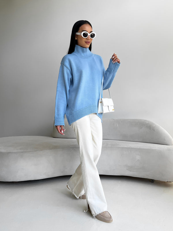 Maëlle Oversized Knit Sweater – Sky Blue
