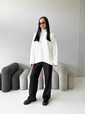 Maëlle Oversized Knit Sweater – Milk White