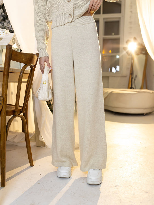 Adélaïde Knit Cardigan & Trouser Set – Beige