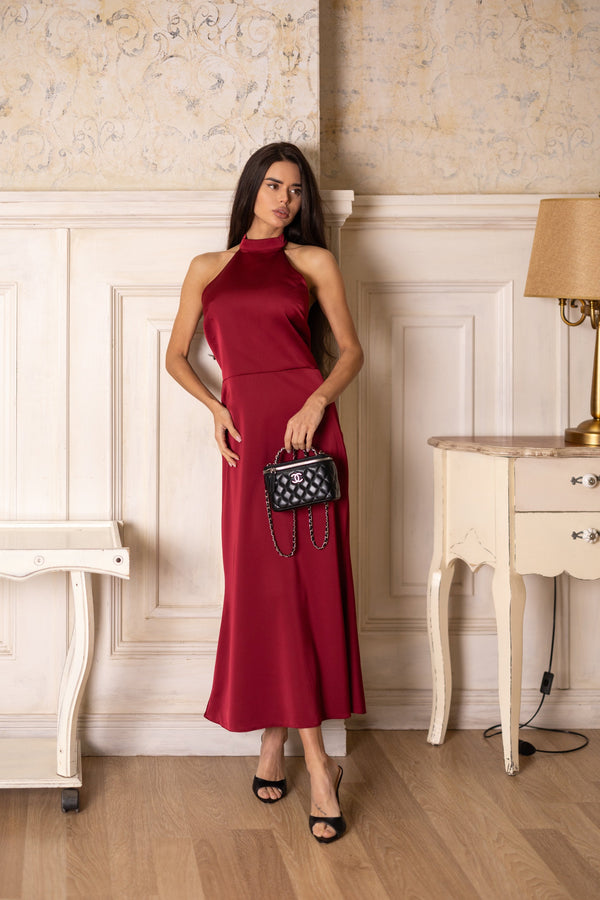 Océane Halter Jumpsuit – Burgundy