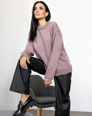 Marion Relaxed Crew Sweater – Blush