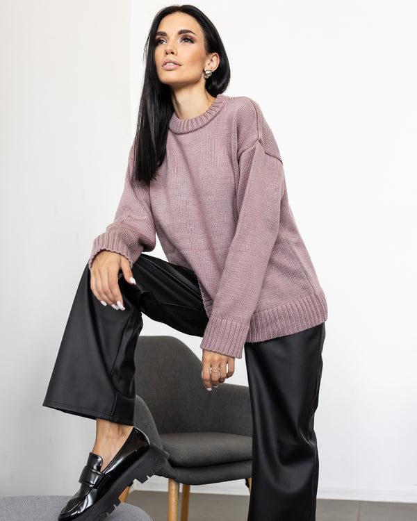 Marion Relaxed Crew Sweater – Blush
