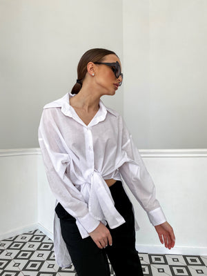 Émilie Oversized Cotton Shirt – White