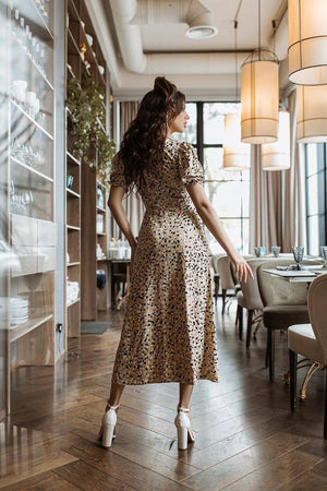 Perrette Printed Puff-Sleeve Midi Dress