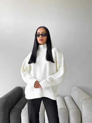 Maëlle Oversized Knit Sweater – Milk White
