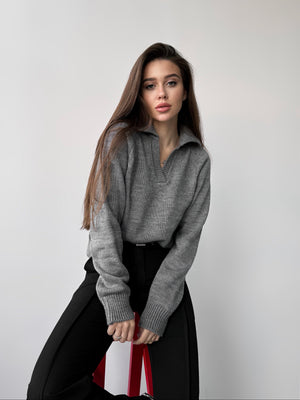 Elin Knit Blouse – Grey