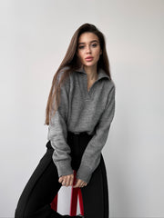 Elin Knit Blouse in Grey
