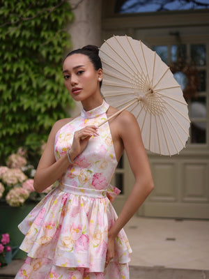 Ambroisine Floral Halter Mini Dress