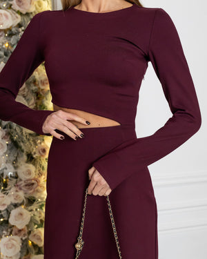 Mira Knit Crop & Skirt Set – Burgundy