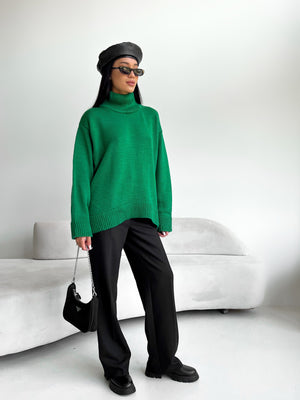 Maëlle Oversized Knit Sweater – Green