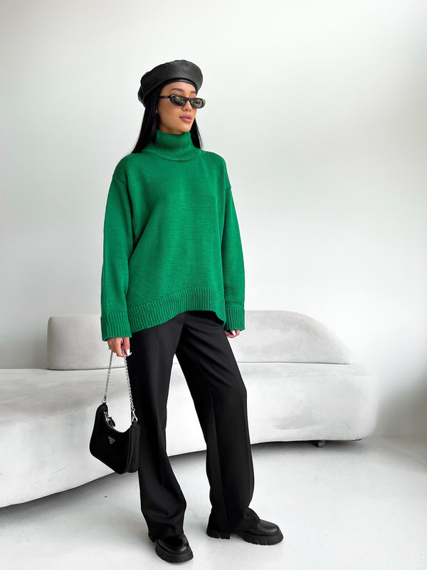 Maëlle Oversized Knit Sweater – Green