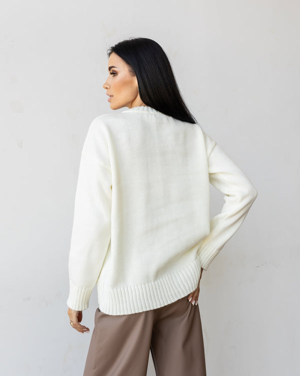 Marion Relaxed Crew Sweater – Milk White