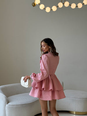 Fantine Bishop-Sleeve Ruffle Dress