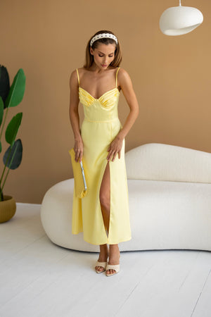 Léa Corset Slip Dress – Yellow