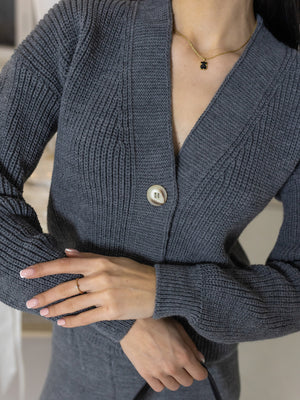 Adélaïde Knit Cardigan & Trouser Set – Grey