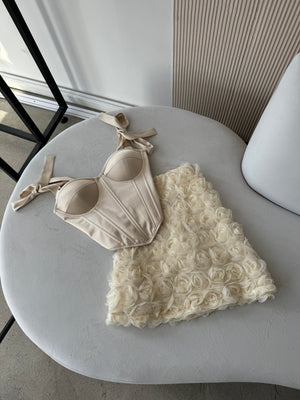 Émeraude Corset Top & Textured Skirt Set