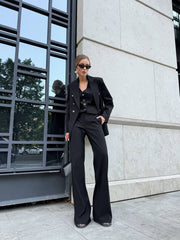 Ghislaine Pinstripe Suit Set in Black