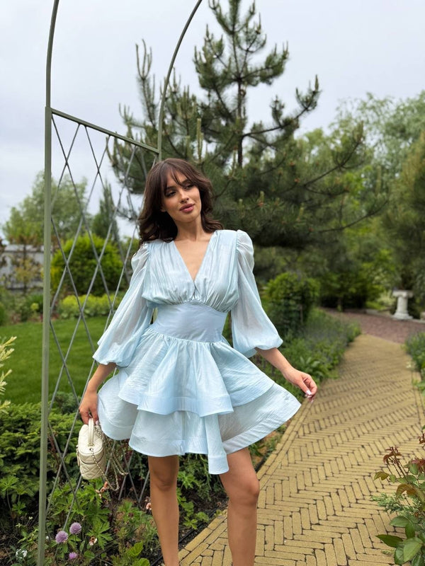 Noëlle Organza Balloon-Sleeve Mini Dress
