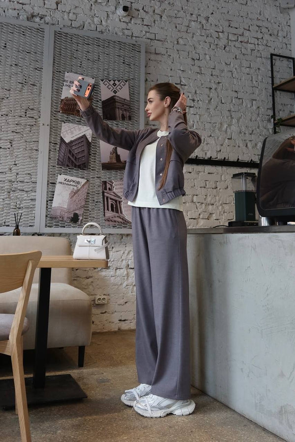Solene Knit Lounge Set – Grey
