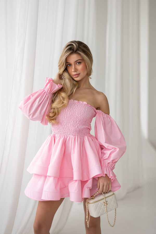 Zélie Shirred Off-Shoulder Mini Dress