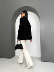 Maren Half-Zip Tunic Sweater in Black