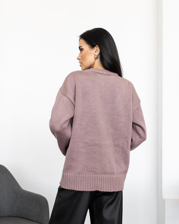 Marion Relaxed Crew Sweater – Blush