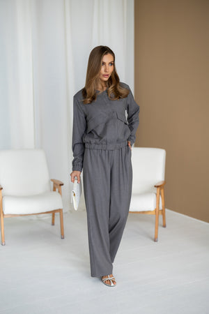 Solene Knit Lounge Set – Grey