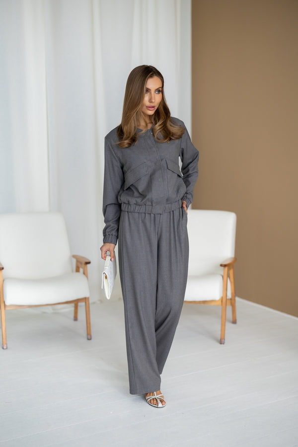 Solene Knit Lounge Set – Grey