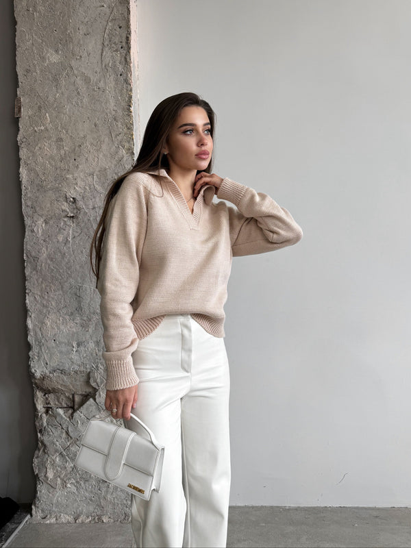 Elin Knit Blouse – Sand