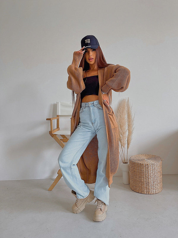 Selene Longline Cardigan – Camel