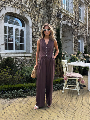Blanche Waistcoat & Trouser Suit – Brown