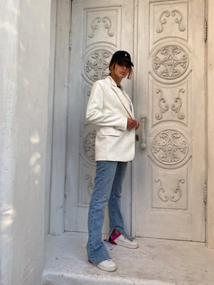 Hermine Oversized Longline Blazer – White