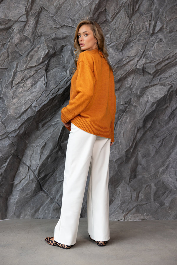 Marion Relaxed Crew Sweater – Orange