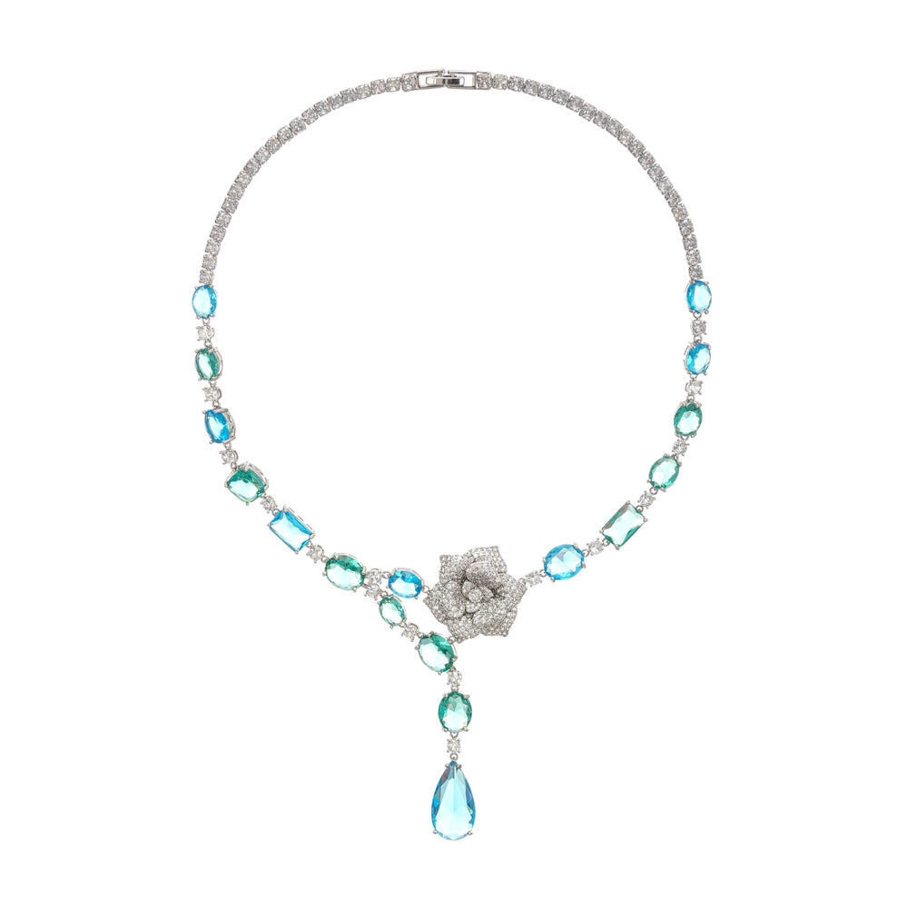 Luxury Crystal Necklace with Floral Centerpiece
