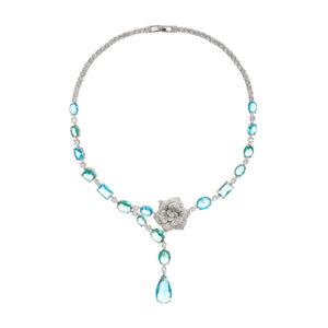 Luxury Crystal Necklace with Floral Centerpiece