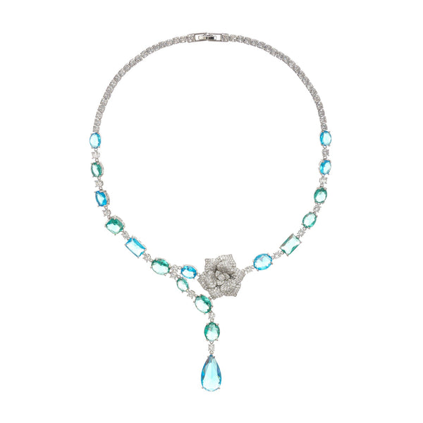 Luxury Crystal Necklace with Floral Centerpiece