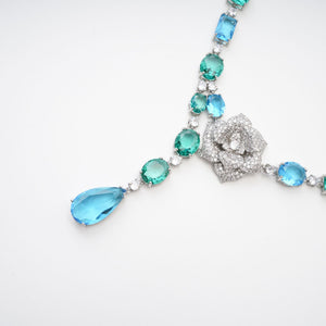 Luxury Crystal Necklace with Floral Centerpiece